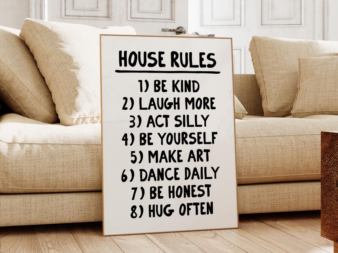 House Rules Family Values Black Lettering Home Wall Decor Poster