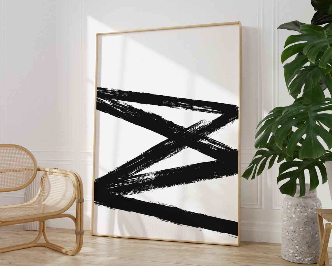 Black Bold Brushstroke Abstract Minimal Modern Monochrome Art Poster - Image 2