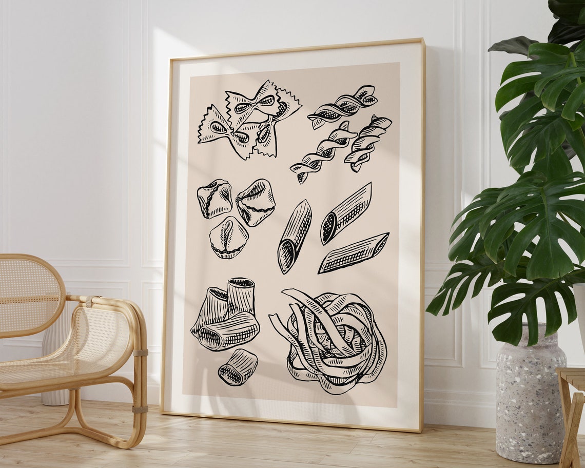 Hand Drawn Pasta Illustration Italian Kitchen Chart Art Poster - Image 2