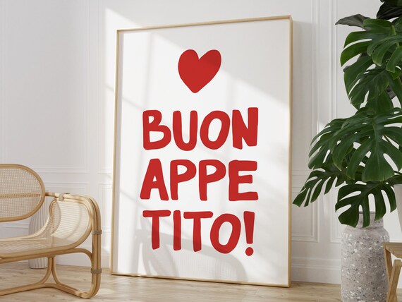 Buon Appetito Wall Art Italian Quote Art Print Aesthetic Kitchen Wall Art Cute Kitchen Print Maximalist Kitchen Print
