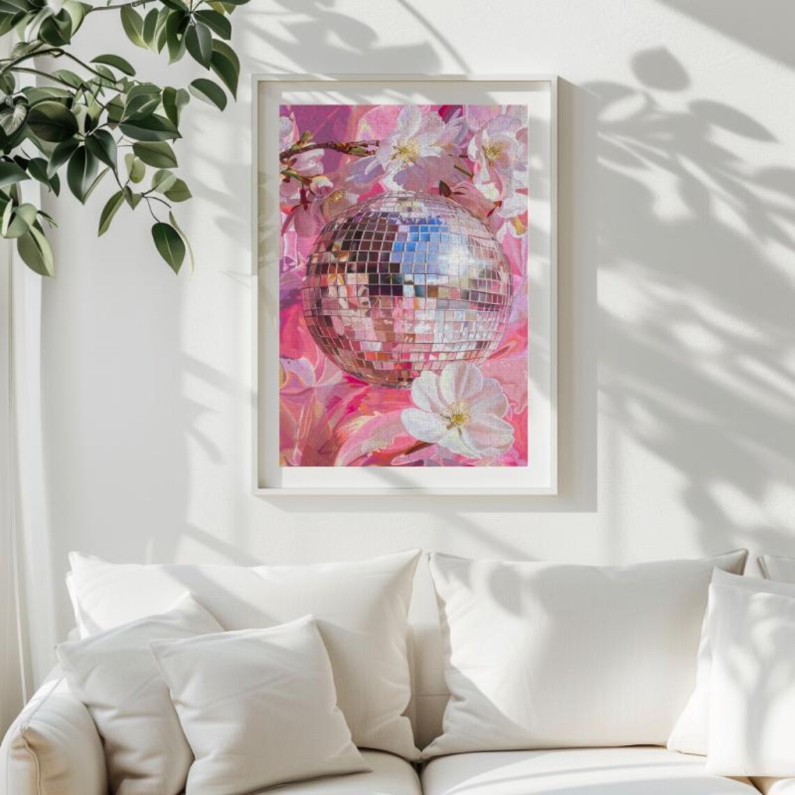 Disco Ball Floral Art Print, Maximalist Cherry Flowers - Image 2