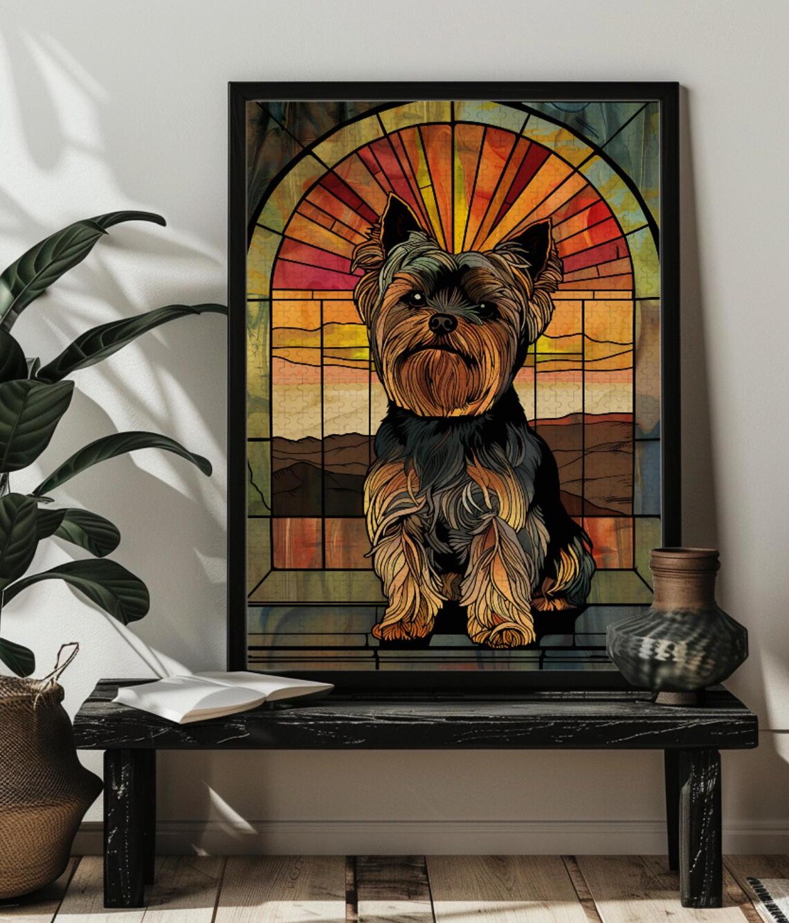 Stained Glass Yorkshire Terrier Dog Art Print - Image 2