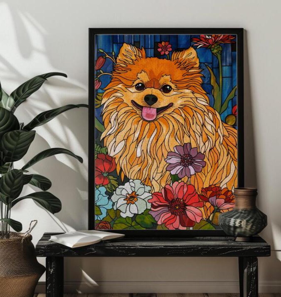 Stained Glass Pomeranian Jigsaw Puzzle Art - Image 2