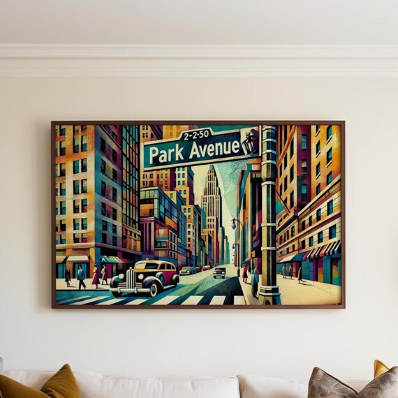 Park Avenue Manhattan New York Cubism Street Sign Travel Poster