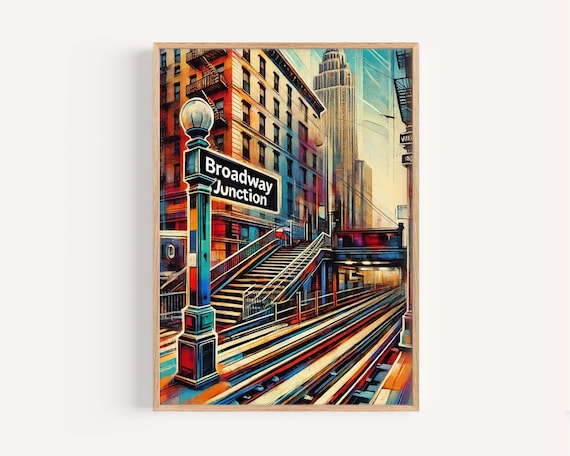 Broadway Junction NYC Subway Station Street Scene Urban Art Print
