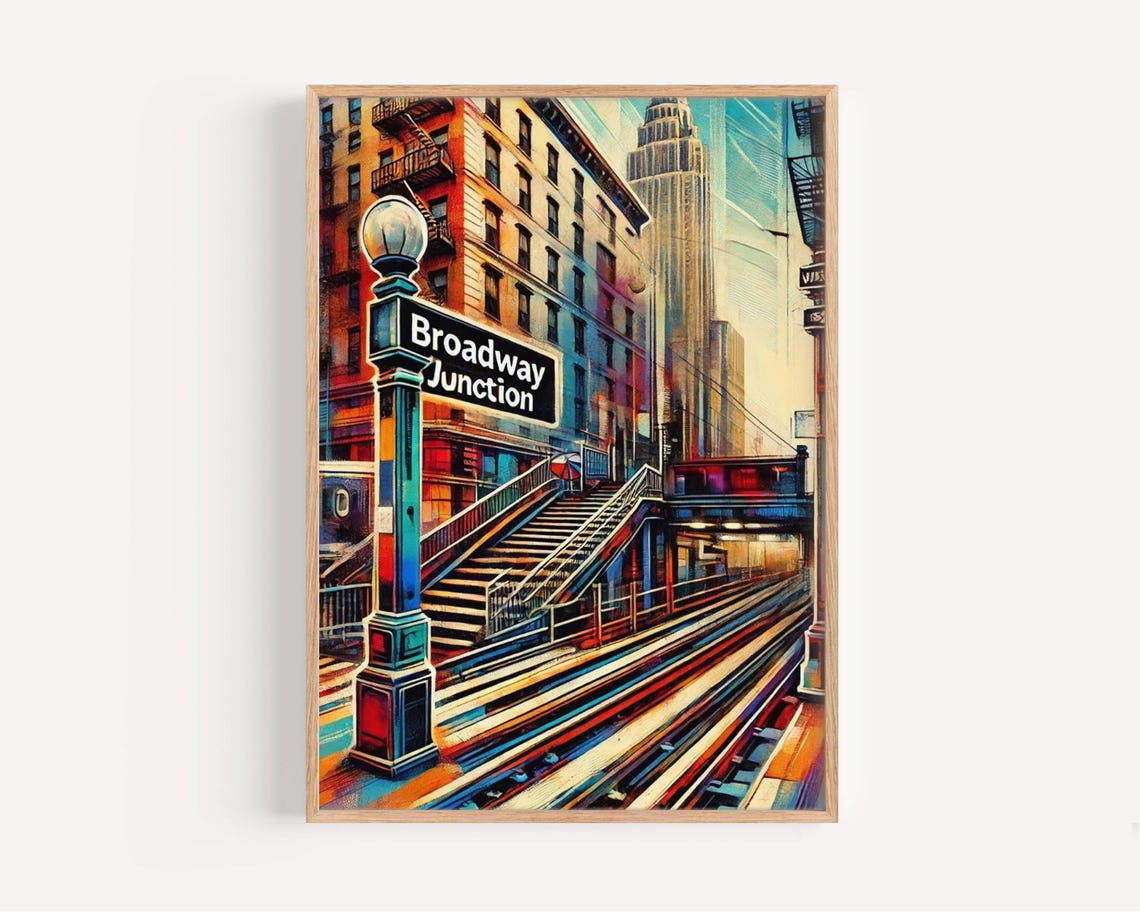 Broadway Junction NYC Subway Station Street Scene Urban Art Print