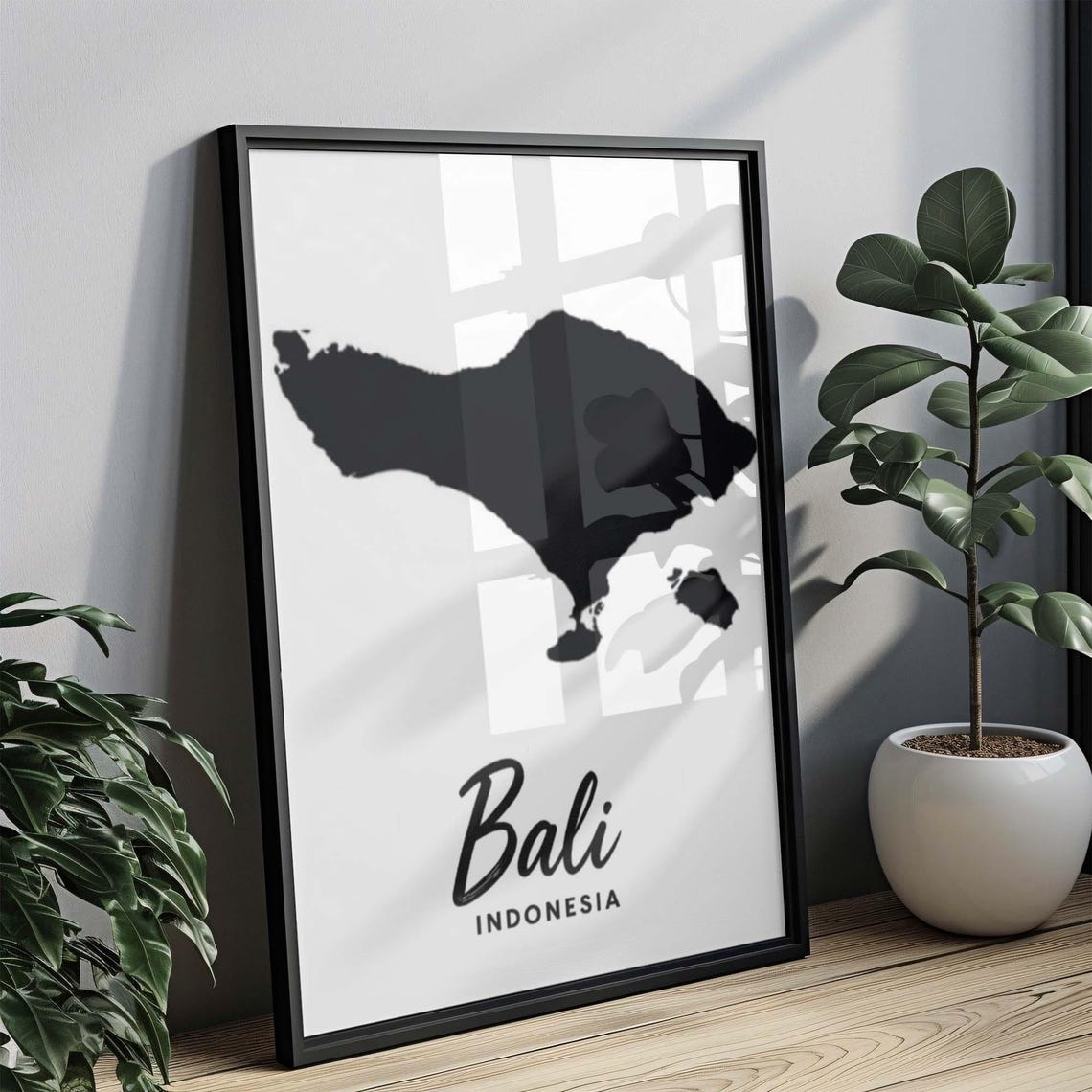 Bali Indonesia Island Map Silhouette Minimalist Travel Poster