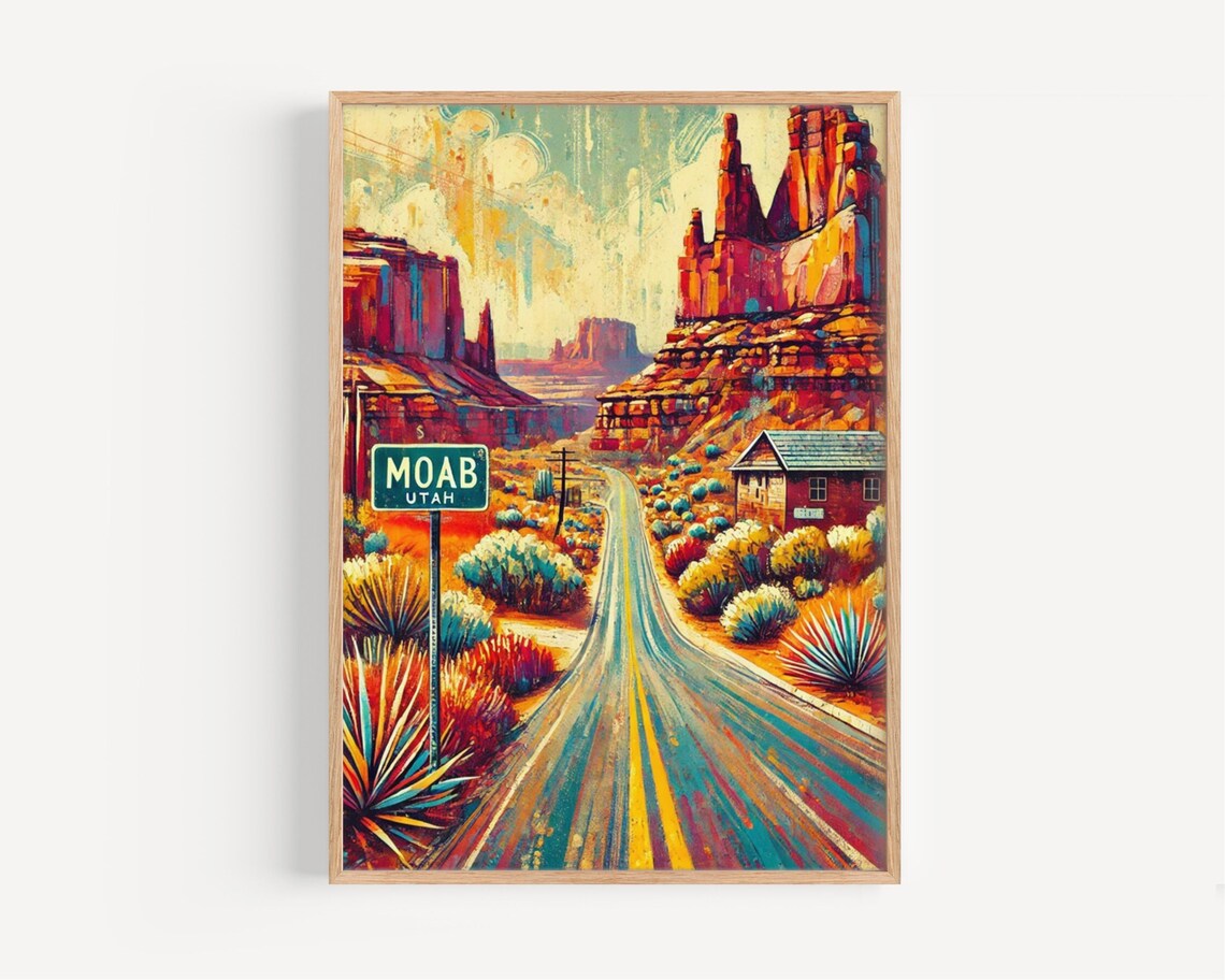 Moab Utah Colorful Travel Poster, Art Print