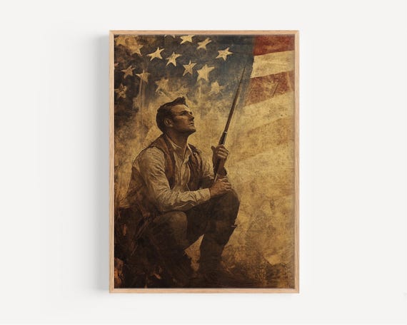 Abstract Patriot Art Print Usa Home Decor