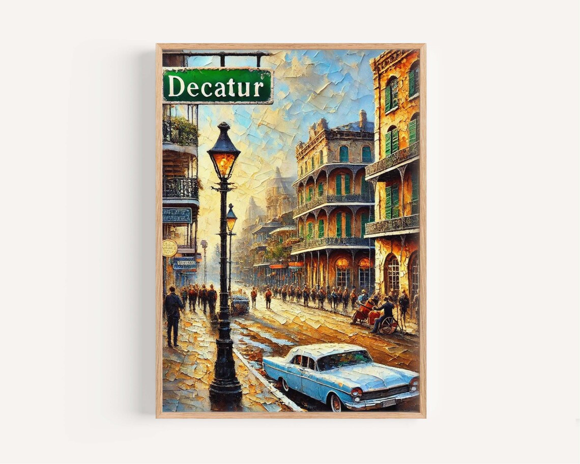 Decatur Street New Orleans Travel Poster