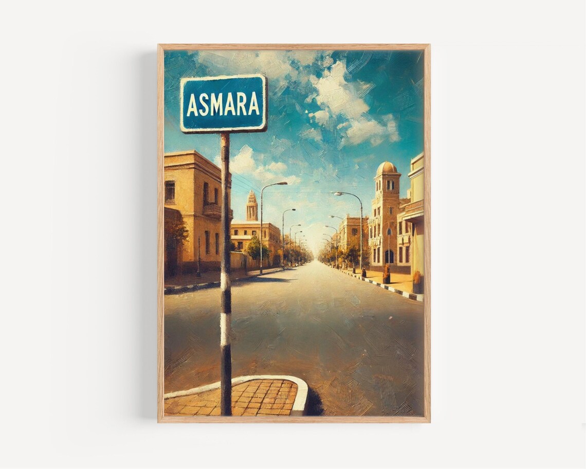 Asmara Eritrea City Street Painting Vintage Travel African Avenue Poster