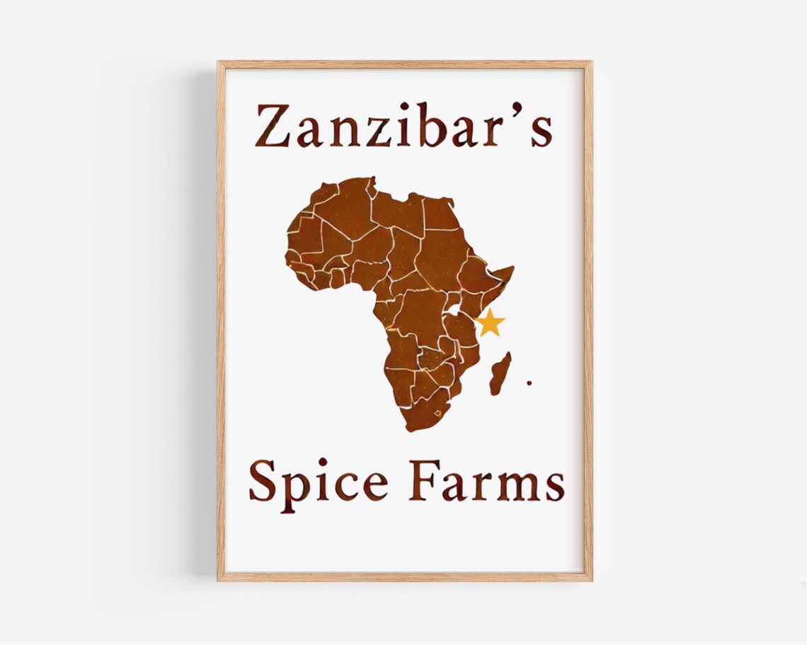 Zanzibars Spice Farms Terracotta Africa Map Minimalist Travel Poster