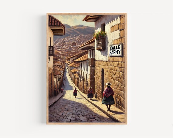 Calle Saphy Historic Cobblestone Street Colonial Town Art Poster