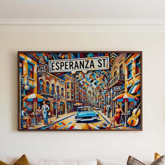 Esperanza Street Austin Texas Poster Colorful City Street Art Scene