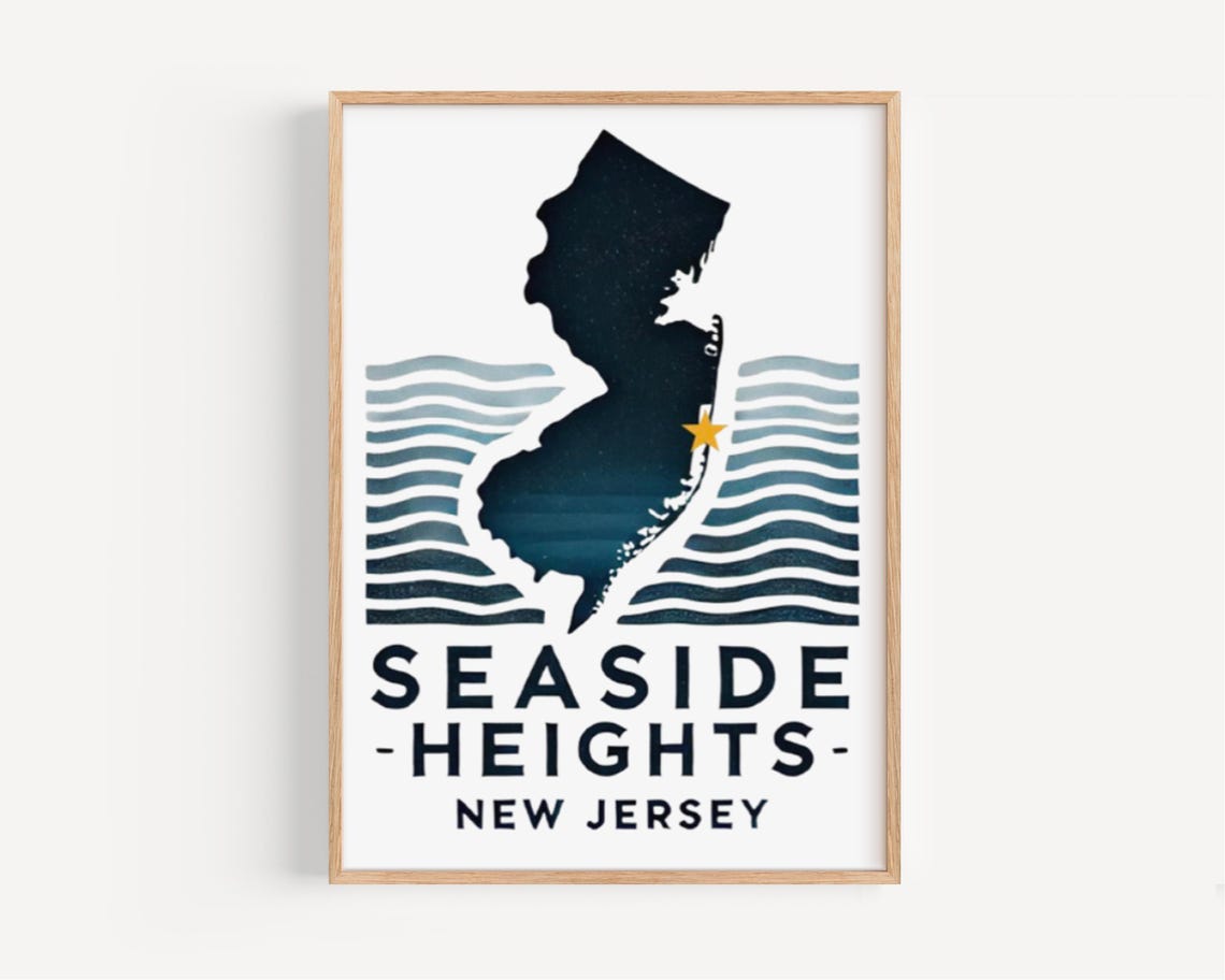Seaside Heights New Jersey Ocean Wave Stripe Beach Travel Poster
