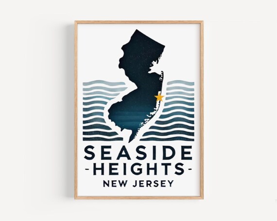 Seaside Heights New Jersey Ocean Wave Stripe Beach Travel Poster