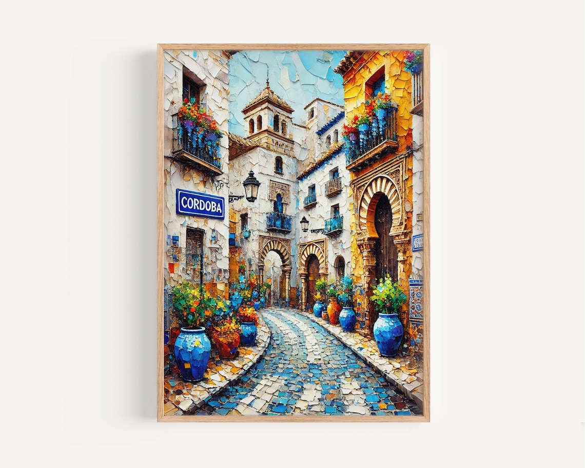 Cordoba Spain Travel Poster, European Cityscape