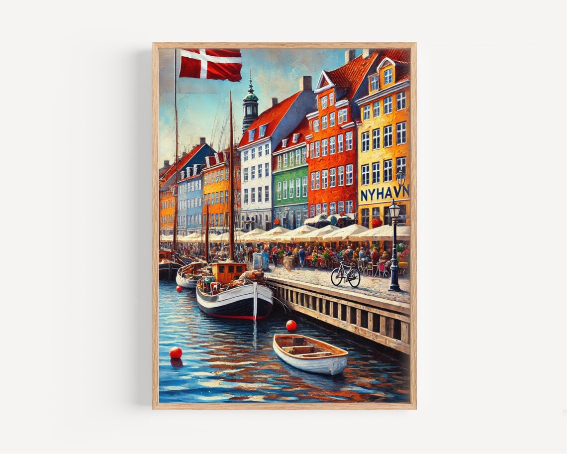 Nyhavn Copenhagen Colorful Harbor Houses Denmark Travel Poster