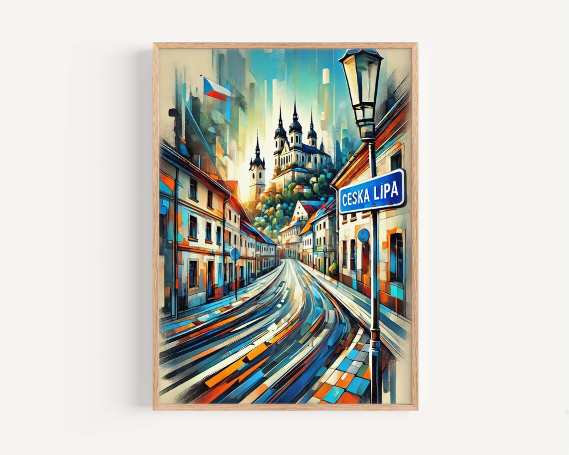 Ceska Lipa Czech Republic Charming Old Town Street Art Travel Poster
