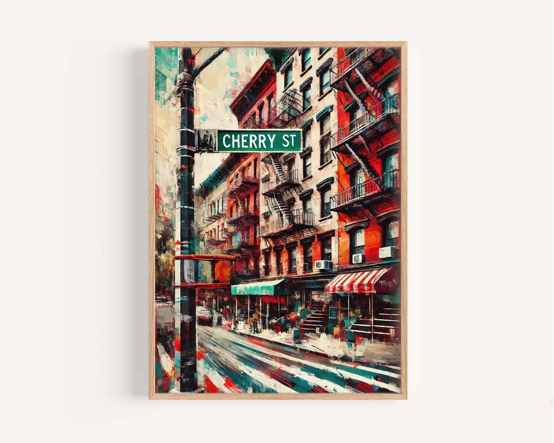 Cherry St Print Manhattan Travel Poster, NYC