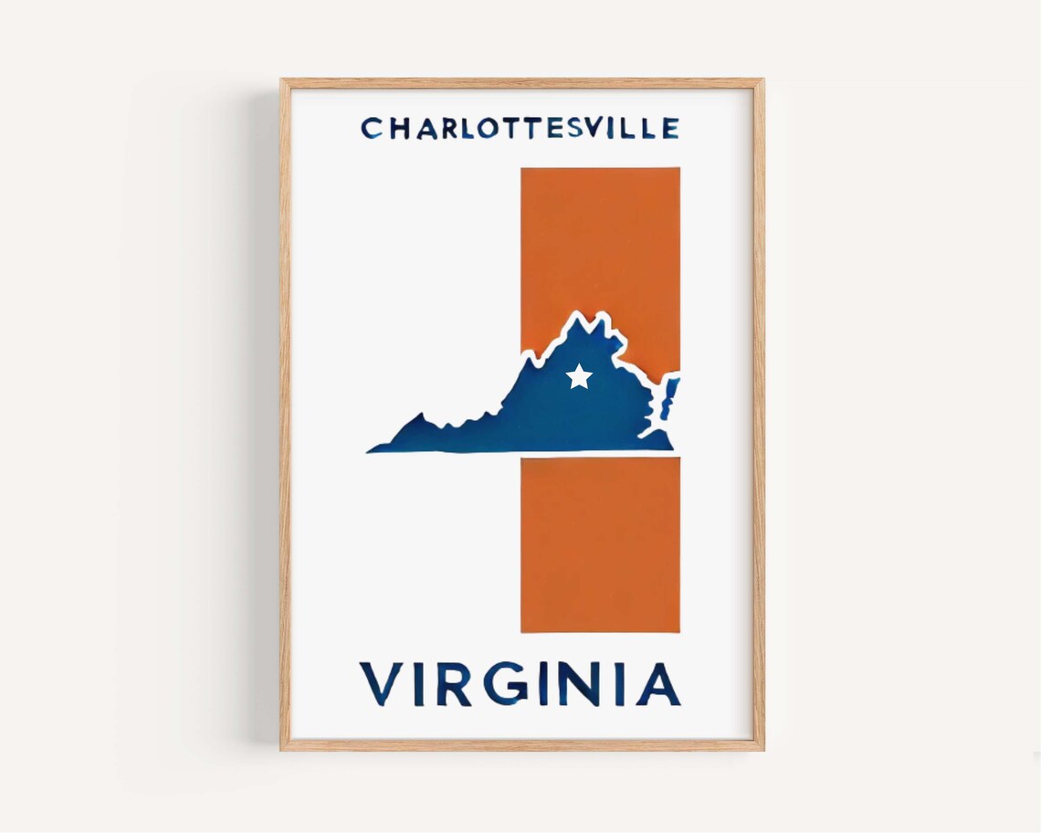 Charlottesville Virginia State Shape College Town Art Poster