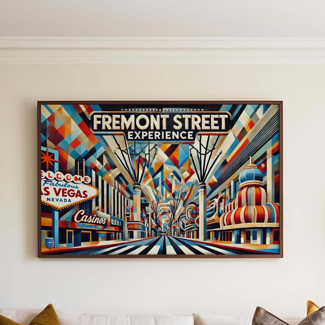 Fremont Street Experience Las Vegas Neon Geometric Art Poster