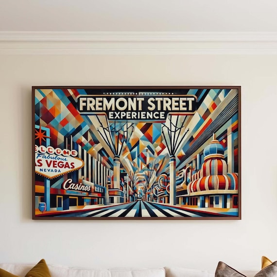 Fremont Street Experience Las Vegas Neon Geometric Art Poster