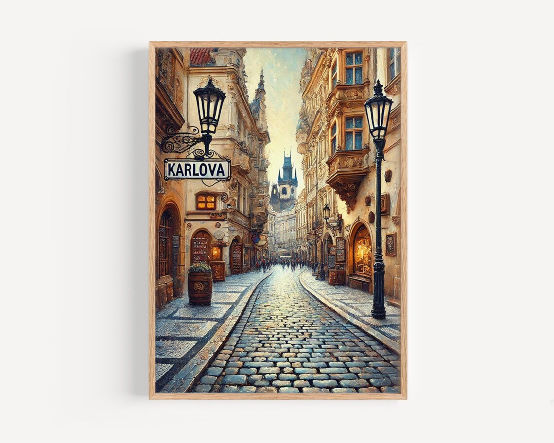 Prague Karlova St Travel Poster, Czech Republic