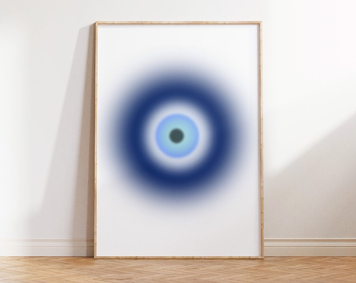 Evil Eye Nazar Aura Blue Gradient Spiritual Protection Art Poster