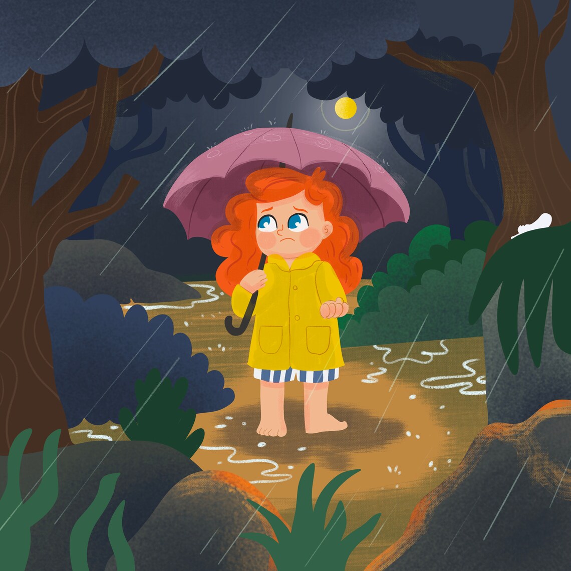 Cheerful Red Haired Girl Waking Up Stretching Kids Art Poster - Image 3