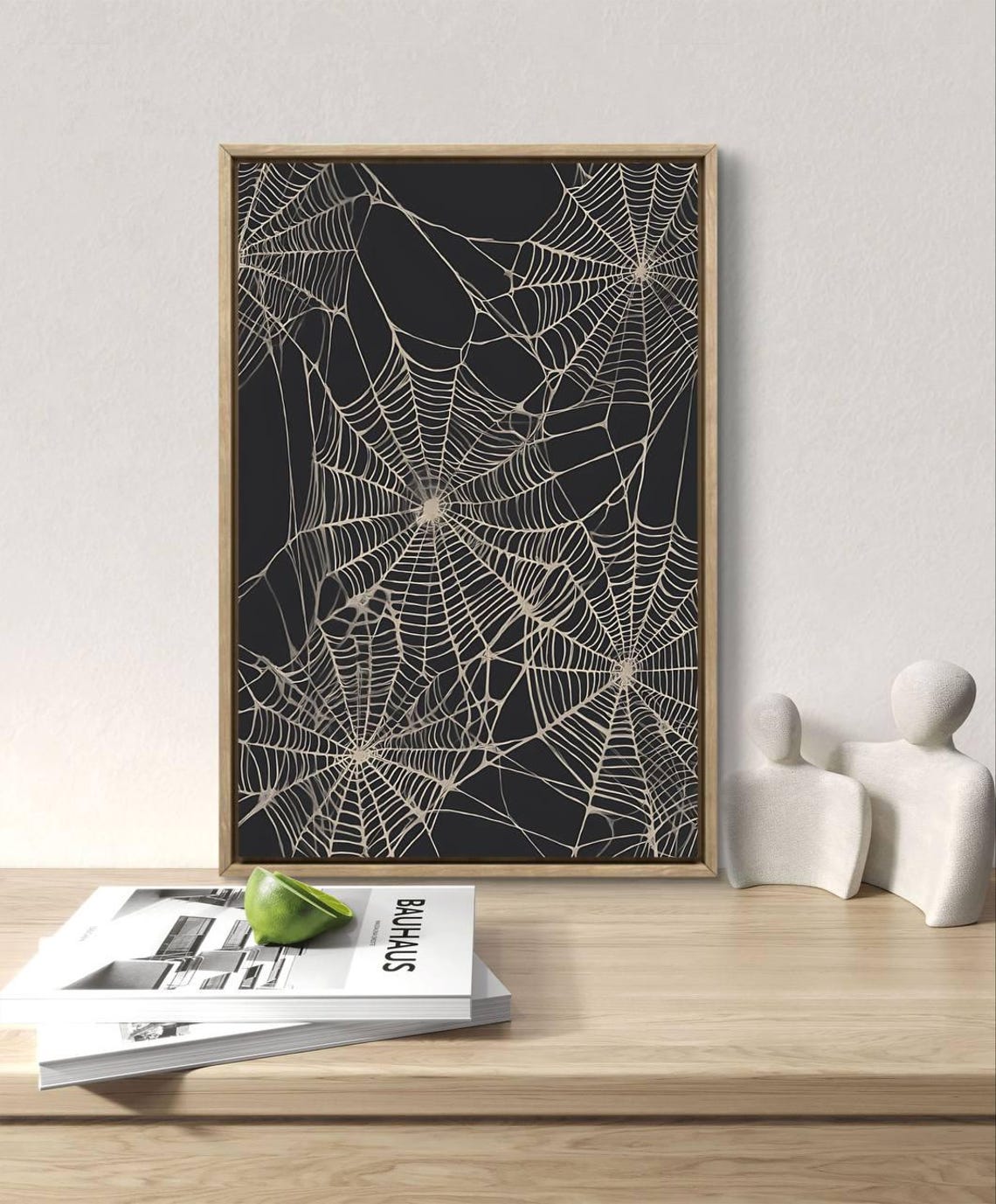 Black Spider Web Goth Halloween Decor Moody Minimalist Wall Art