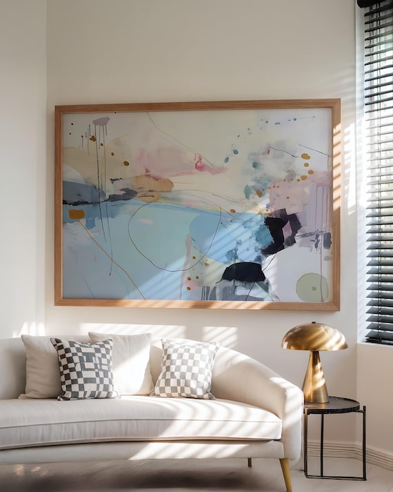 Colorful Abstract Art Print Large Neutral Wall Decor Living Room