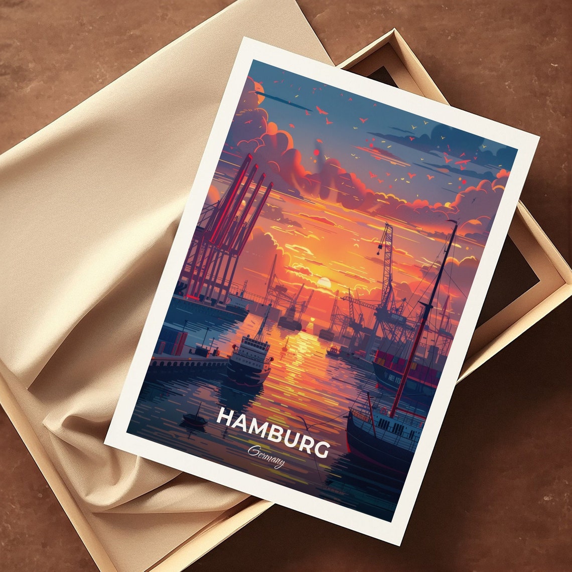 Hamburg Travel Poster Port Of Hamburg City Print Cityscape Artwork Birthday Wedding Gift Wall Art Location Print Home Decor - Image 3