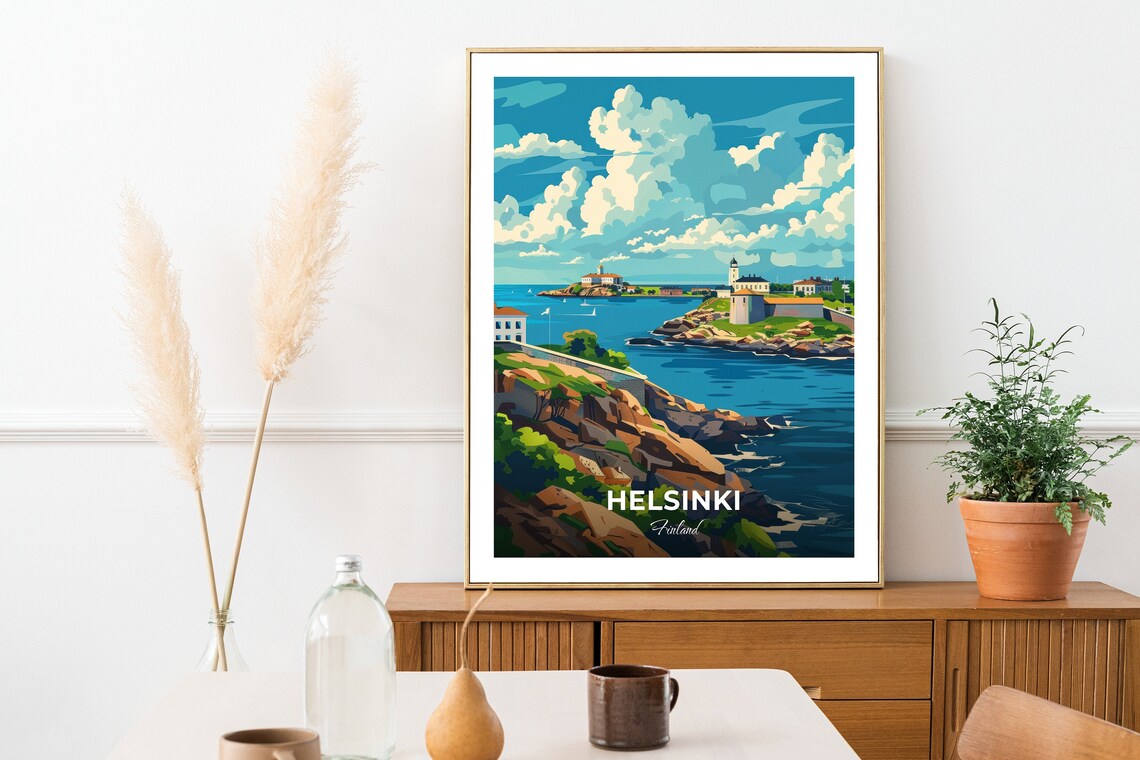 Helsinki Finland Island Fortress Rocky Coast View Travel Poster - Image 2