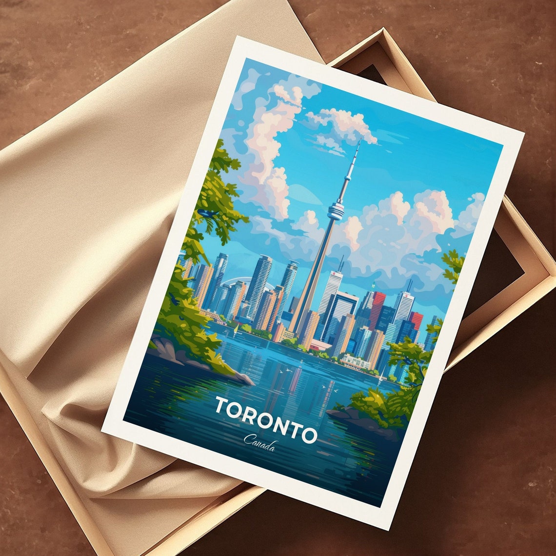 Toronto CN Tower Skyline View from the Islands Travel Poster - Image 3