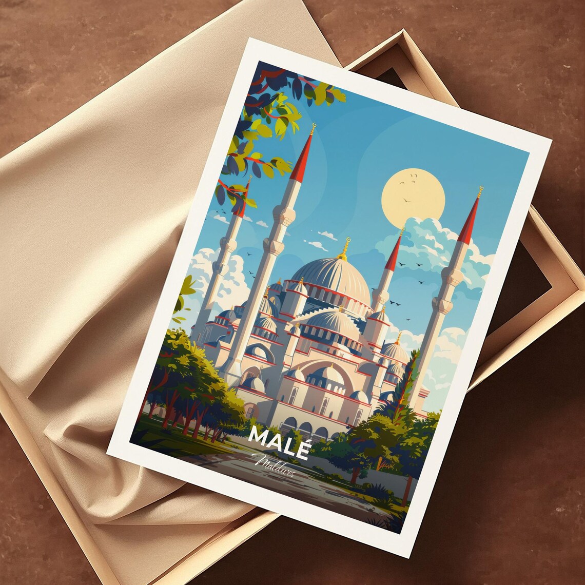 Male Maldives Hukuru Miskiy Mosque Modern City Travel Poster - Image 4