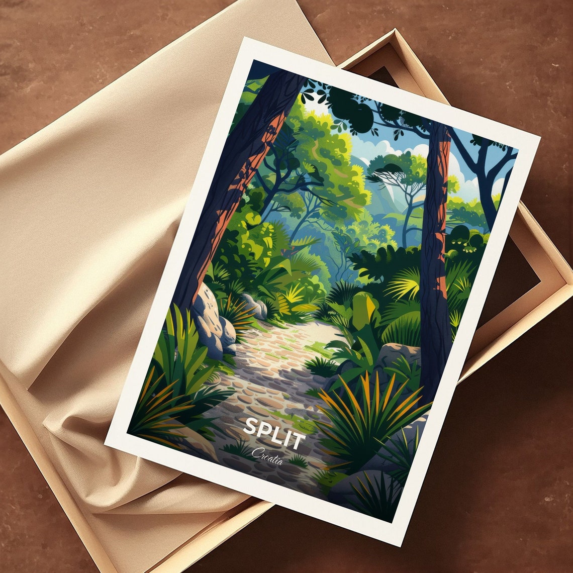 Split Croatia Forest Park Cobblestone Woodland Path Travel Poster - Image 3