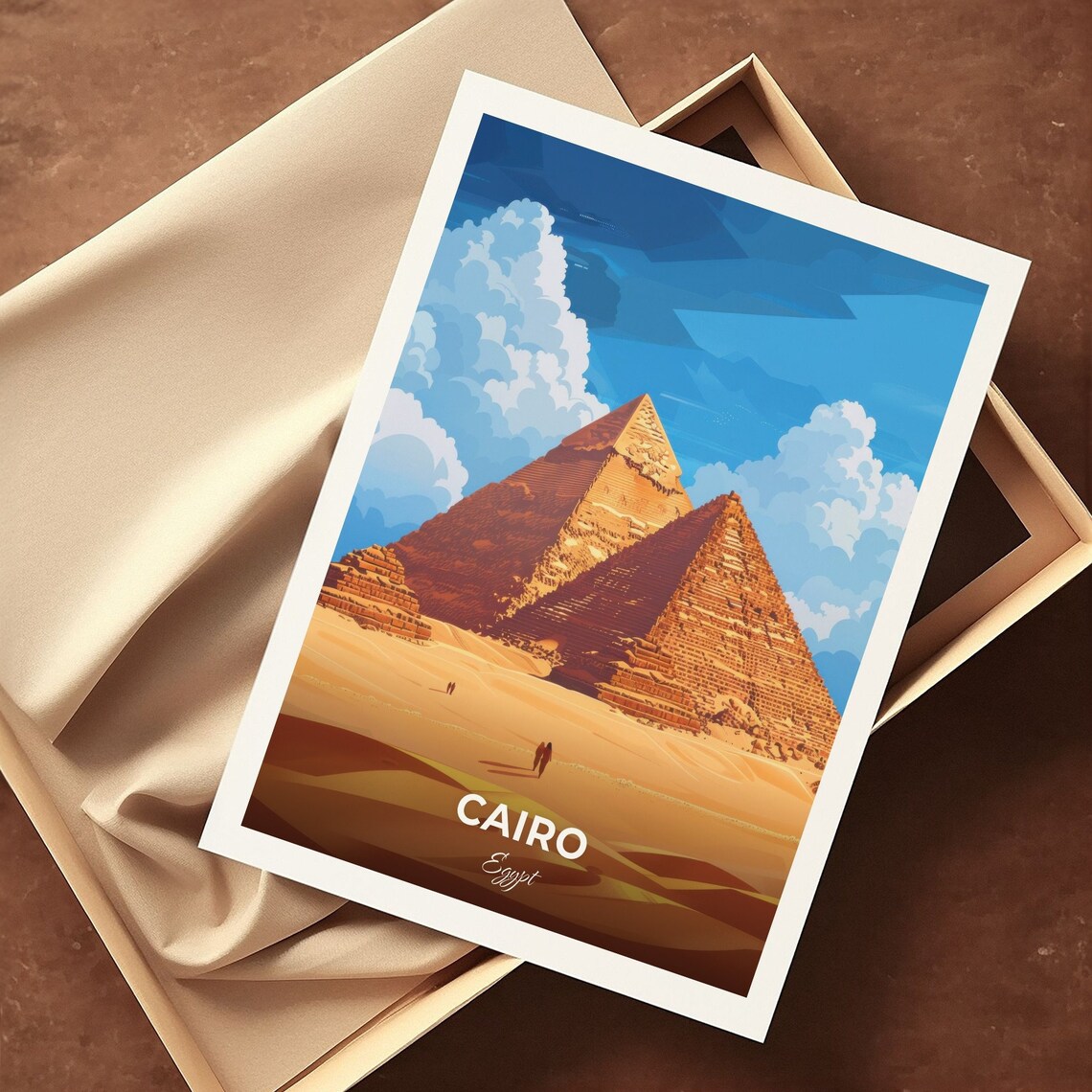Cairo Egypt Great Pyramids Of Giza Golden Desert Sunset Sky Poster - Image 3