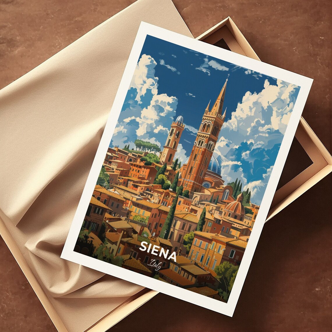 Siena Basilica San Domenico Hilltop Old Town Italy Travel Poster - Image 3