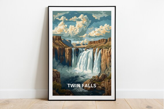 Twin Falls Shoshone Falls Wide Cascade United States Travel Poster