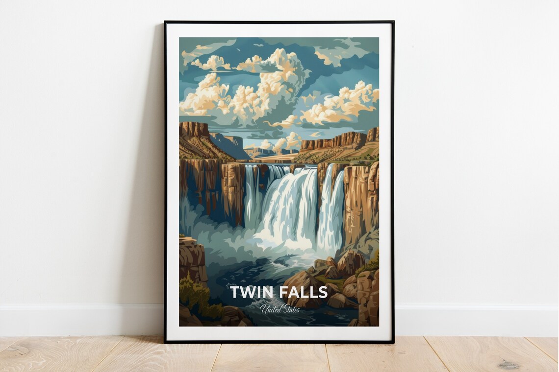 Twin Falls Shoshone Falls Wide Cascade United States Travel Poster