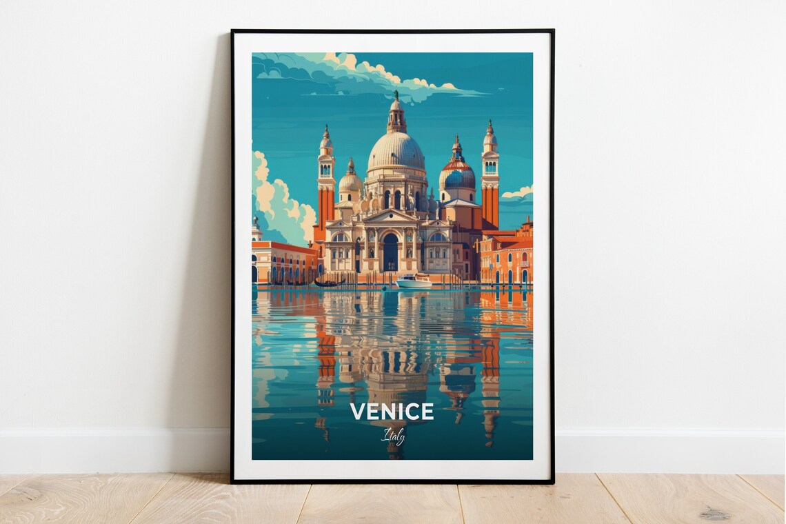 Venice Saint Marks Basilica Lagoon Reflections Grand Canal Travel Poster