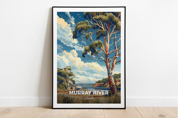Murray River Travel Poster Camping Site City Print Cityscape Artwork Birthday Wedding Gift Wall Art Location Print Home Decor