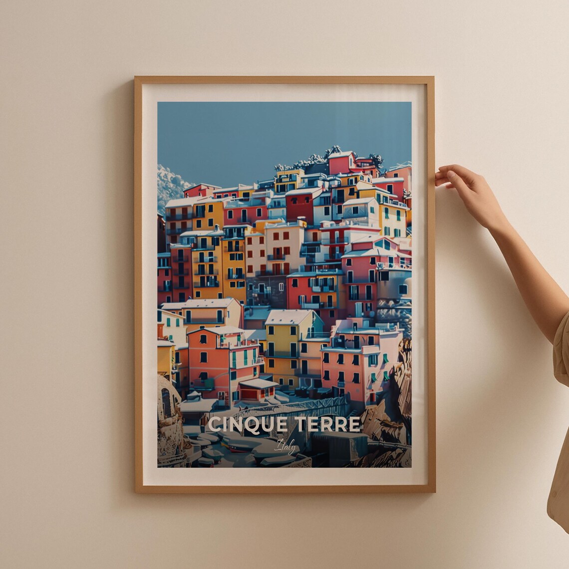 Cinque Terre Italy Stacked Pastel Houses Village Travel Poster - Image 2