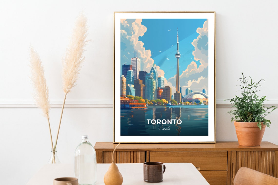 Toronto Canada Harbourfront CN Tower Skyline View Travel Poster - Image 2