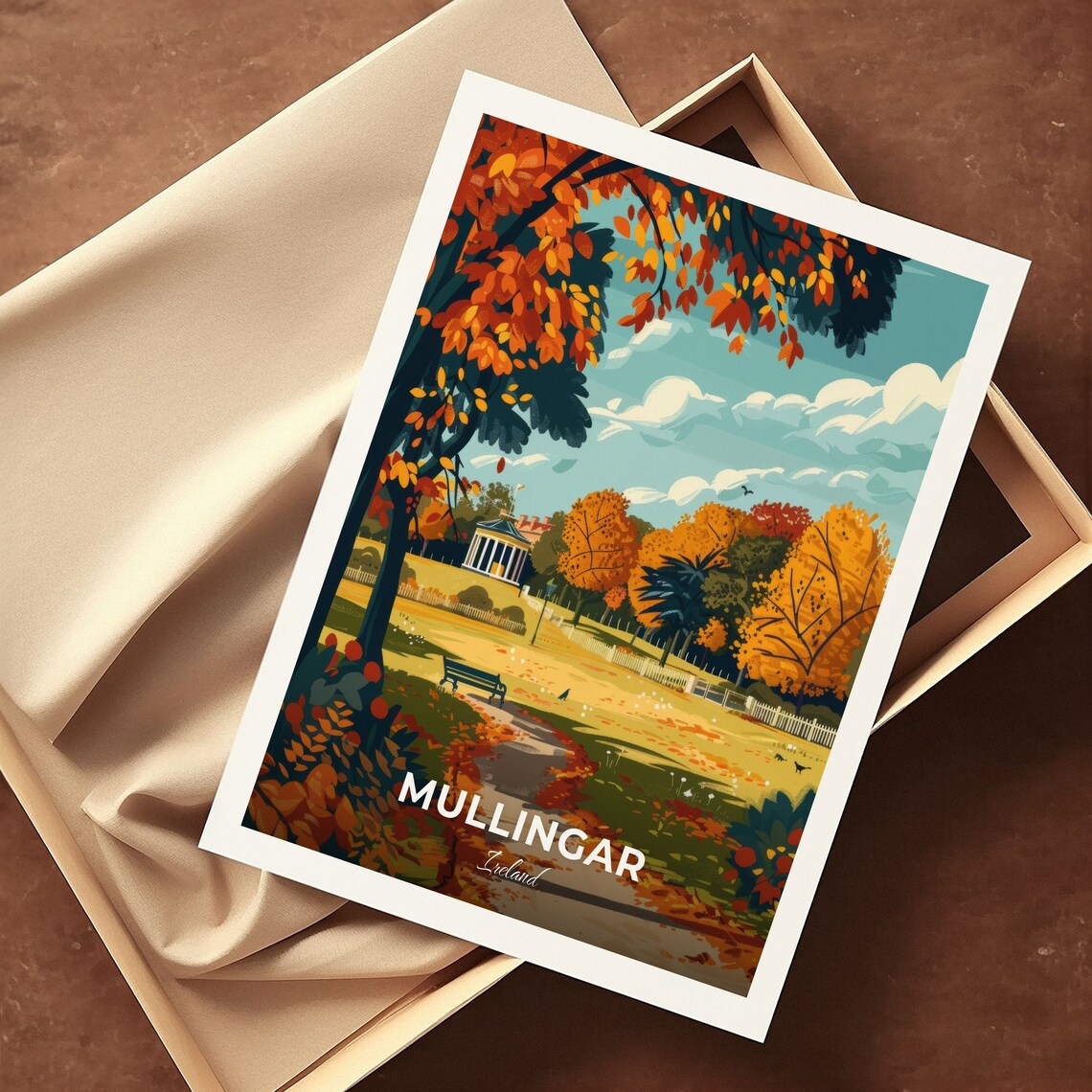 Mullingar Town Park Autumn Bandstand Ireland Vintage Travel Poster - Image 3