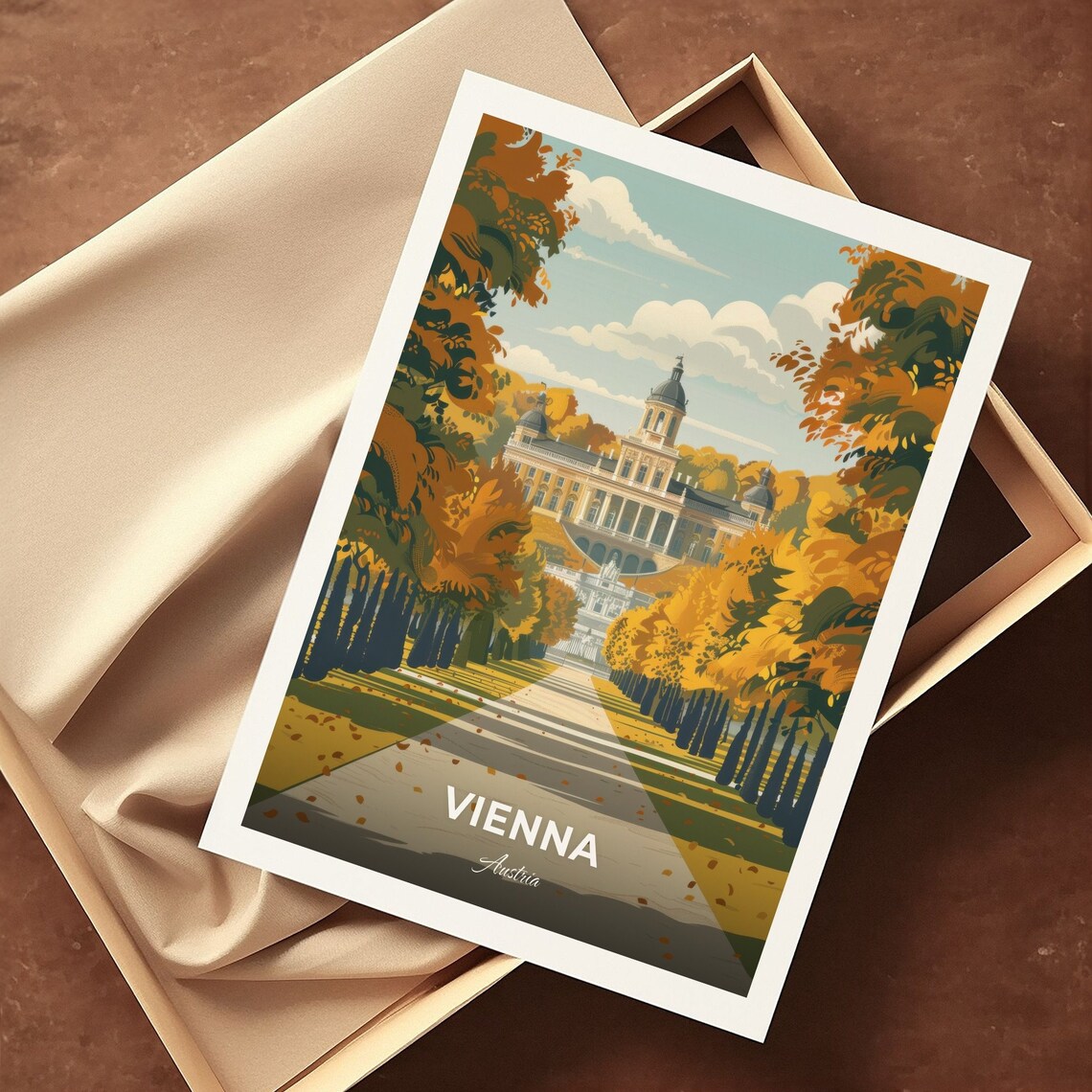 Vienna Austria Schonbrunn Palace Golden Autumn Avenue Travel Poster - Image 3