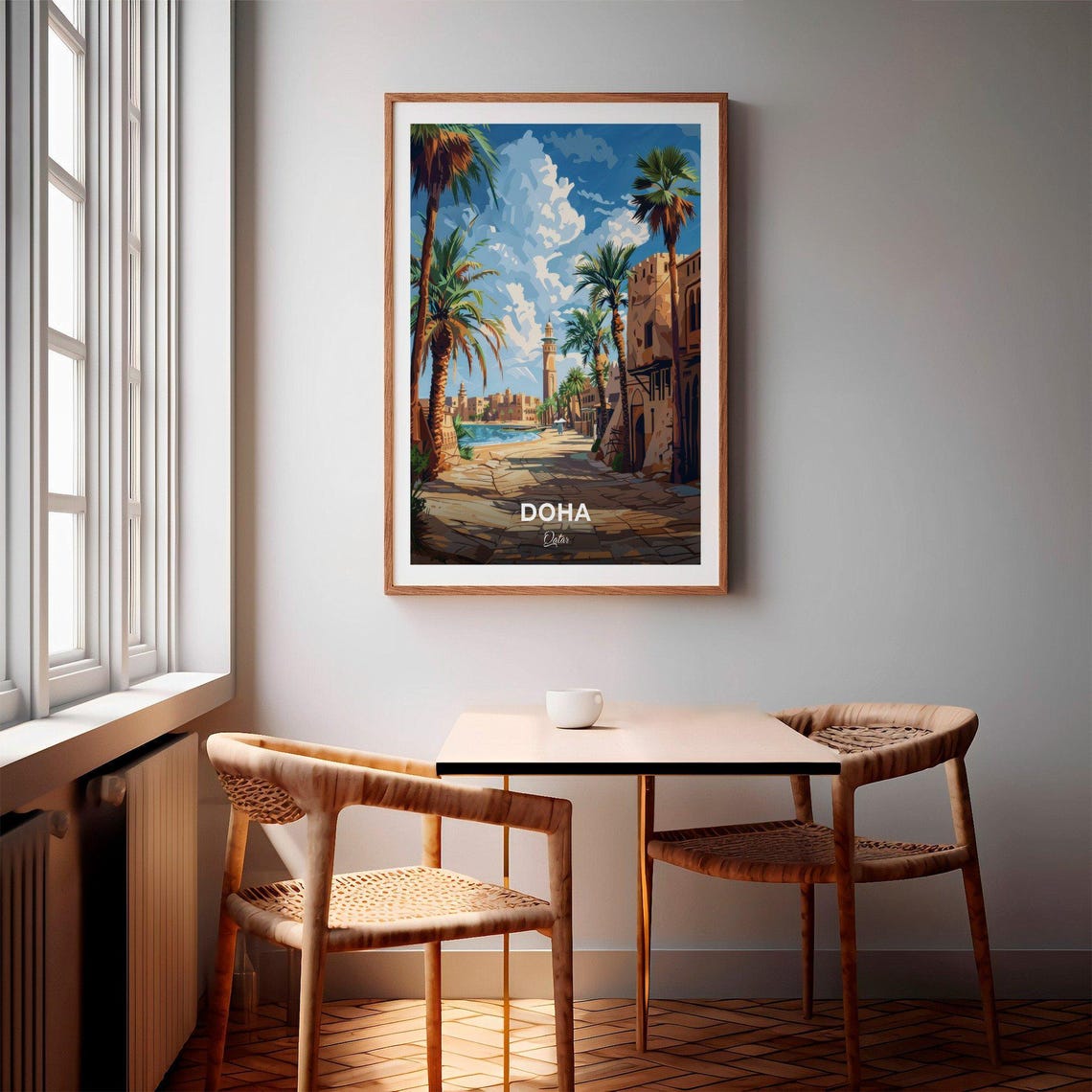 Doha Qatar Katara Palms Minaret Old Quarter Sunny View Poster - Image 2