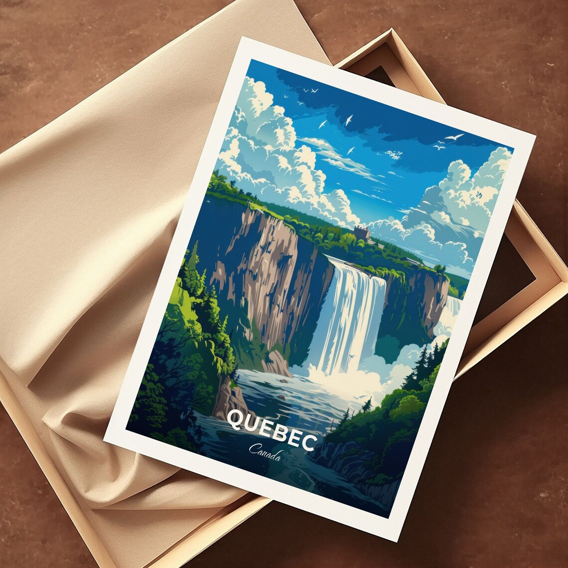 Quebec Montmorency Falls Towering Waterfall Canyon Nature Travel Poster - Image 3
