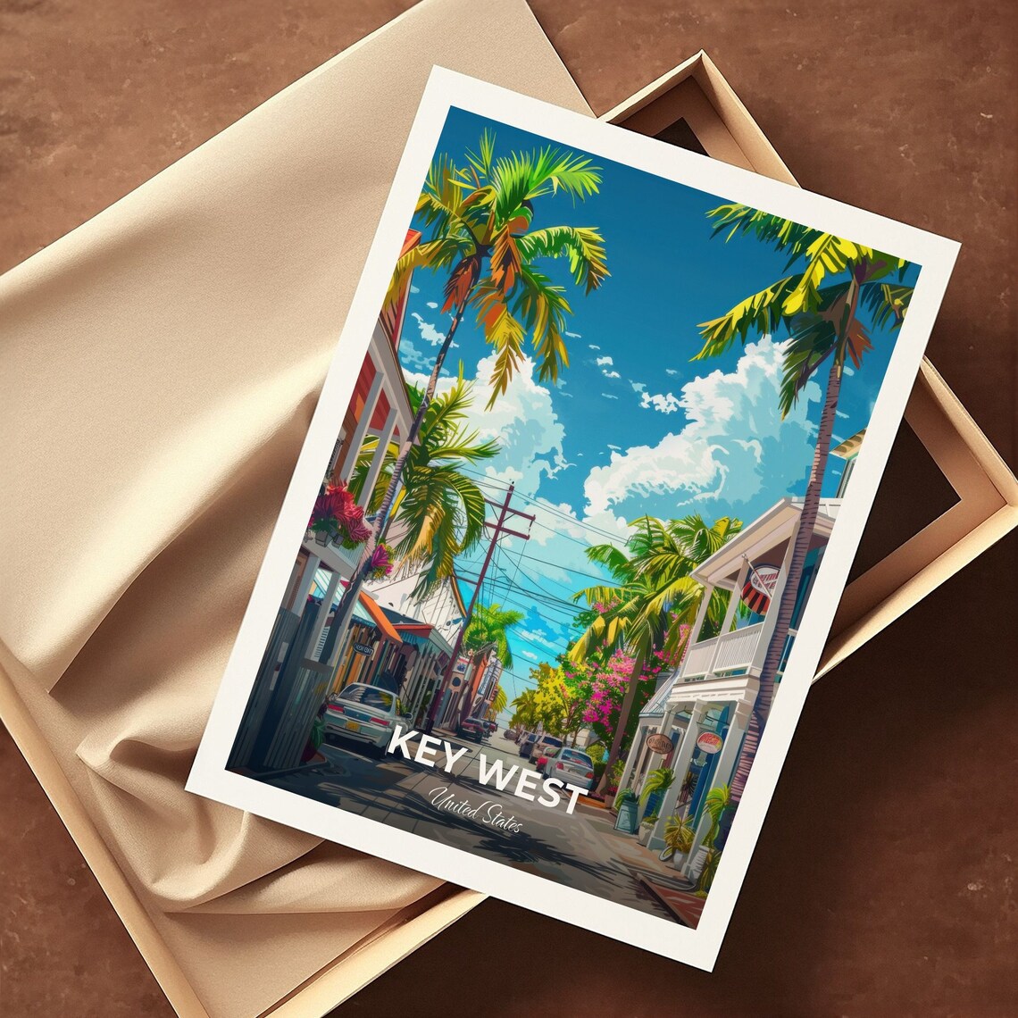 Key West Duval Street Palms Colorful Storefronts Florida USA Travel Poster - Image 3